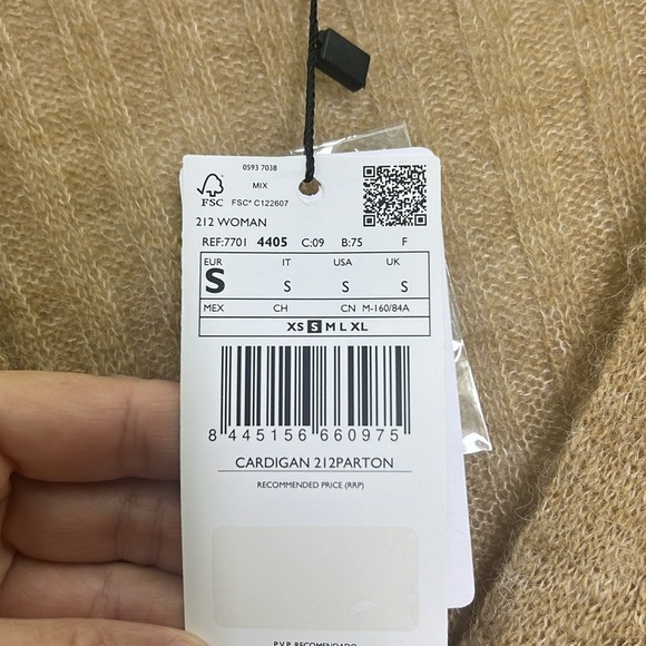 Mango - NWT Ribbed Tan Button Down Long Sleeve Cardigan Sweater Size Small - Picture 11 of 12